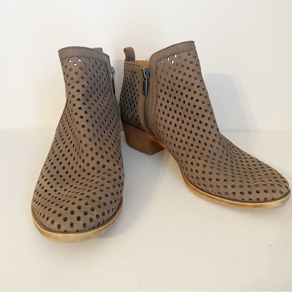 Lucky Brand Basel Suede Double Zip Perforated Ankle Boots - 7.5 - Picture 2 of 13